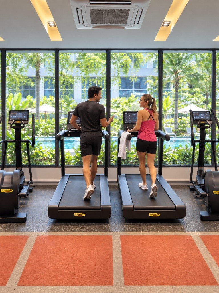 Кардиозал Technogym с видом на бассейн